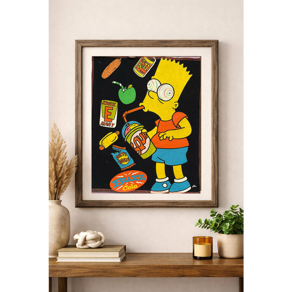 two face threads bart simpson biggie patch custom wall art decor upcycled 13x16